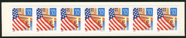 US #3133 PLATE STRIP OF 7, 32c Flag, 1997 Issue  SUPERB mint never hinged, RA...