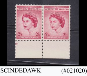 SOUTHERN RHODESIA - 1953 QEII CORONATION SCOTT#80 - 2V PAIR - MINT NH