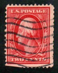 US Scott 332 Carmine 2c WASHINGTON USED F/VF NH WMK #191 Machine Cancel 1908