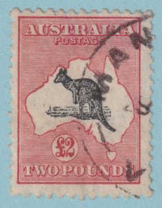 AUSTRALIA 129  USED - PLATE FLAW ON KANGAROO NECK - VERY FINE! - JET