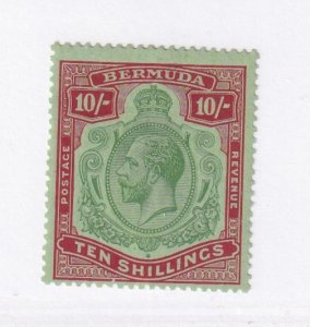 BERMUDA # 86 VF-MNH KGV 10sh RED GREEN EMERALD CAT VALUE $320 COMES WITH CERT