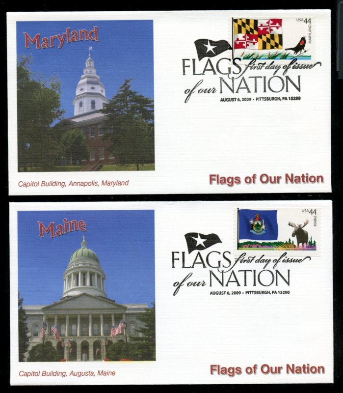 US 4293-4302 Flags of our Nation 2009 UA set of 10 Fleetwood Cachet FDC DP