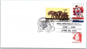 US SPECIAL EVENT COVER PICTORIAL CANCEL BIRTHPLACE OF THE AMERICAN CIRCUS 1988