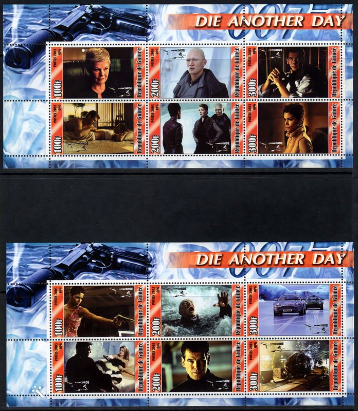 Guinea 2003 JAMES BOND Die Another Day/CONCORDE 3 Sheetlets + 3 Souvenir Sheets