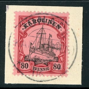 Germany 1901 Caroline Islands 80pf Unwmk (Sc #15) on Piece CDS Signed F130