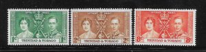 Trinidad & Tobago 1937 Coronation issue Omnibus Sc 47-49 MNH A2365