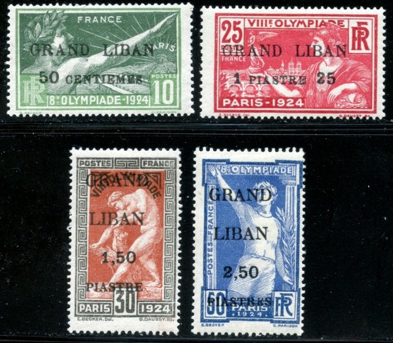 LEBANON Sc#18-21 1924 Olympic Games Overprints Complete Set OG Mint Hinged