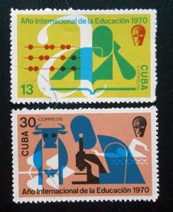 Cuba Sc# 1570-1571  INT'L EDUCATION YEAR school CPL SET of 2  1970 MNH