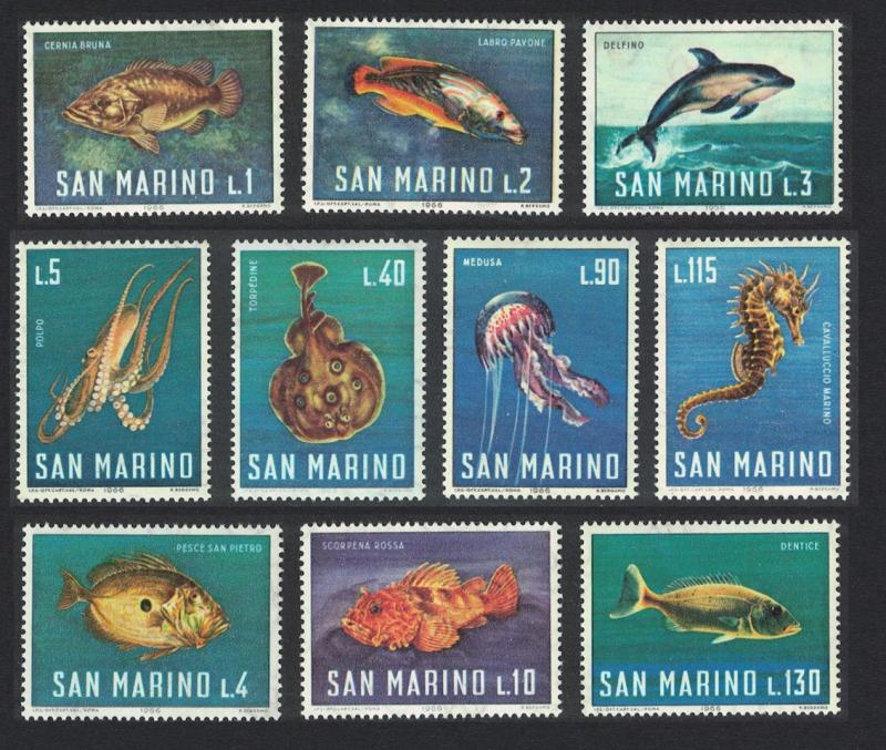 San Marino Fish Dolphins Octopus Jellyfish Marine Life 10v SG#804-813 MI#869-878