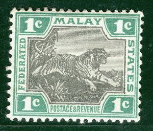 MALAYA FMS TIGER SG.15 Stamp 1c (1900-1) Mint MM {samwells-covers} EBLUE58