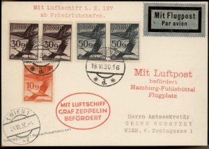 Austria Germany 1930 Graf Zeppelin Si68 Deutschlandfahrt HAMBURG 30 Flown  99793