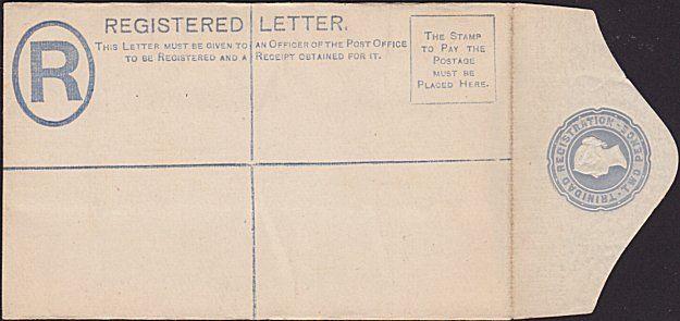 TRINIDAD QV 2d registered envelope fine unused..............................5207