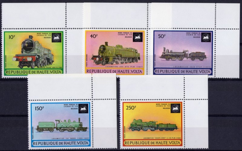 Upper Volta 1973 Sc#C154/158 LOCOMOTIVES/TRAINS Set (5) MNH