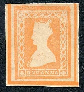 India 1a. Gothic Crown 1890 reprint in Orange on yellowish wove paper