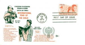 1772 International Year of the Child, First Rank, FDC