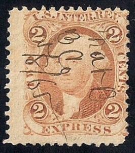 #R10C 2 cents Express orange 1865 Revenue Stamp used F-VF