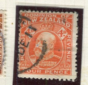 NEW ZEALAND; 1909-12 early Ed VII issue fine used Shade of 1s. value