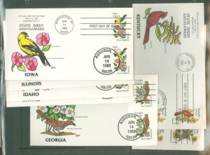 US 1953-2002 Complete State Bird Set of 50 FDCs, Fred Collins Handpainted