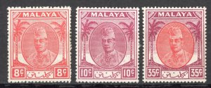 Malaya Kelantan Sc# 55-70 (Assorted) MH 1951 Sultan Ibrahim Various Values