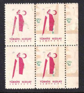 TURKEY RA165 DRAMATIC ERROR BLOCK OF4 OG NH U/M VF BEAUTIFUL GUM #3