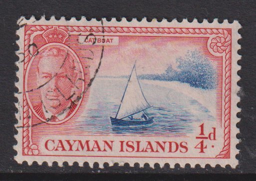 Cayman Islands   #122  used  1950  catboat 1/4p