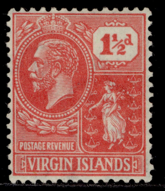 BRITISH VIRGIN ISLANDS GV SG90, 1½d carmine-red, M MINT.