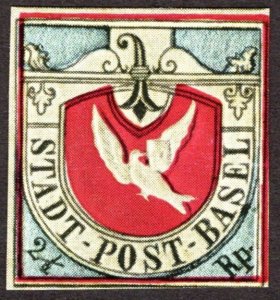 1845, Switzerland, Basel Dove 2 1/2c, MNH, Sc 3L1, Modern Reprint