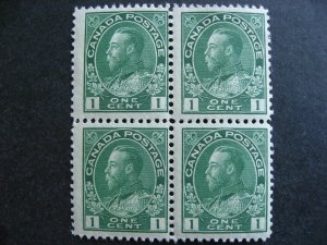 Canada 1c Admiral MNH block of 4 Ut 104e number mark on back of one see pictures 