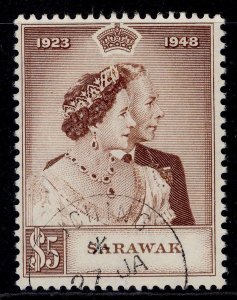 SARAWAK GVI SG166, $5 brown, VERY FINE USED. Cat £65. CDS