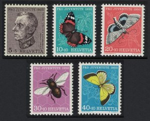 Switzerland Butterflies Moths 5v Pro Juventute 1950 1950 MNH SC#B196-B200