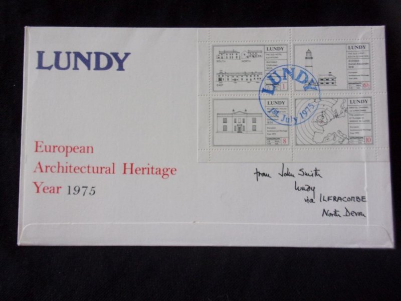 LUNDY: LUNDY STAMPS USED ON 1975 COVER