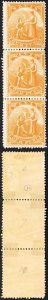 Nevis SG18 4d Orange-yellow Litho STRIP M/M (perf strengthened) Cat 540 pounds