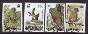 St Lucia-Sc#902-5- id5-used WWF set-Amazonia Parrots-Birds-1983-