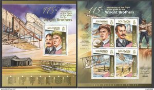 2015 Solomon Islands Aviation Wright Brothers Transport #3022-26 1+1 ** Ls409