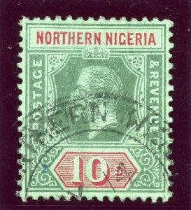 Northern Nigeria 1912 KGV 10s green & red/green very fine used. SG 51. Sc 51.