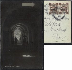 Jerusalem Palestine 1922 British Mandate EEF stamps on postcard - Christian St.