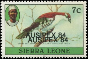 Sierra Leone 1984 Double Overprint Error Bird Cuckoo Ausipex