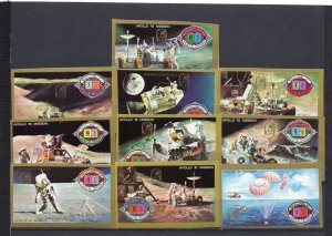 UMM AL QIWAIN 1972 SPACE APOLLO XV/KEPLER SET OF 10 STAMPS IMPERF. O/P MNH