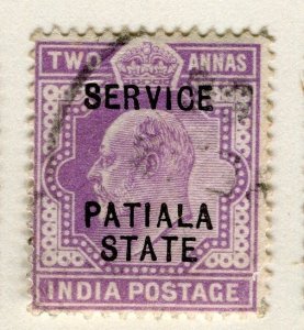 INDIA PATIALA;  1903-10 early Ed VII SERVICE Optd. issue fine used 2a. value