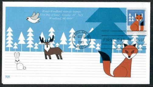 5825 -  FDC - 66c Winter Woodland Animals - Fox -  Wally Jr Cachet- FDOI Killbar