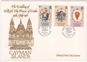 Cayman Islands 471-473 Set FDC Royal Wedding, Diana, Charles