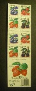 Scott 3297d, 33c Berries, Pane of 20, #B1111, MNH Beauty