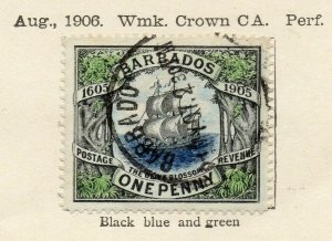 Barbados 1906 Early Issue Fine Used 1d. NW-114682