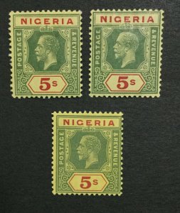 MOMEN: NIGERIA SG #10,10a,10b 1915,1921 MINT OG H LOT #194730-3203