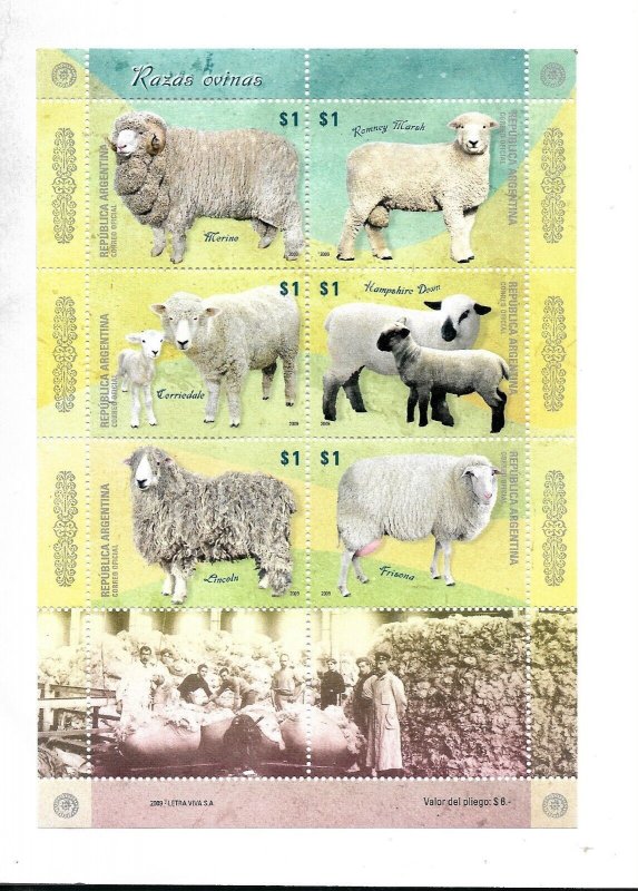 ARGENTINA 2009 SHEEP BREEDS SHEEPS FAUNA MINIATURE SHEET MINT NEVER HINGED