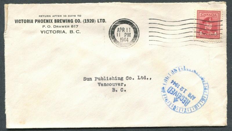 CANADA WWII BLACK OUT CANCEL COVER VICTORIA