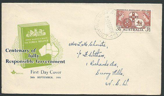 AUSTRALIA 1956 Responsible Government commem FDC...........................41029