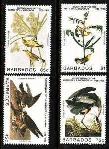 Barbados-Sc#665-8- id9- unused NH set-Birds-Audubon-1985-