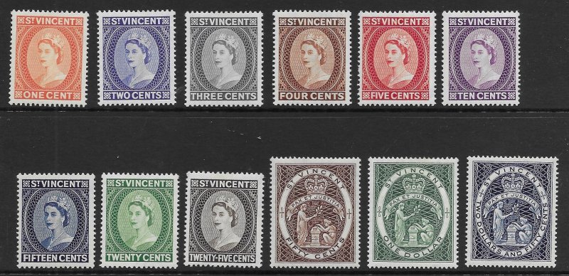 St Vincent 186-97  1955  set vf mint -- hinged