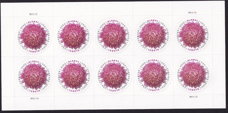 Scott #5460 Chrysanthemum Sheet of 10 Global Forever Stamps - MNH